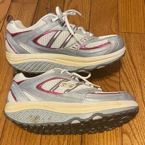 Skechers Womens Shape Ups 11814 Toning Pink White Walking‎ Shoes Size 8.5